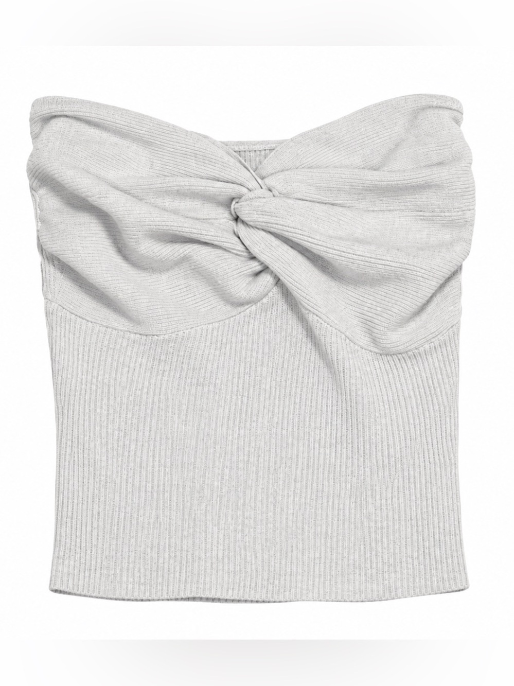 Cream Ribbed Twist-Front Bandeau Top 🤍